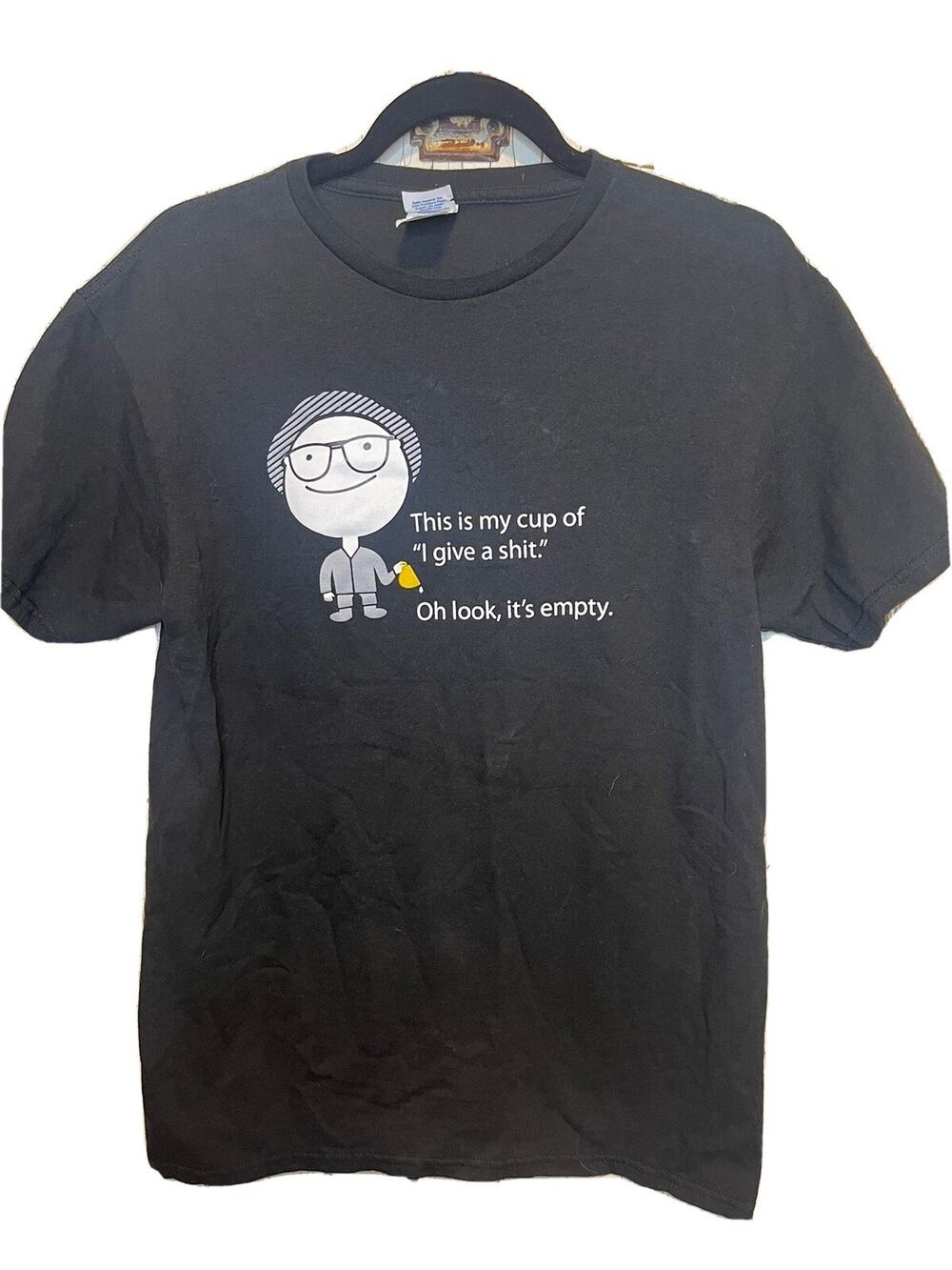 Funny Sarcastic Coffee Cup Graphic T-Shirt Mens Medium Black Delta Pro Weight